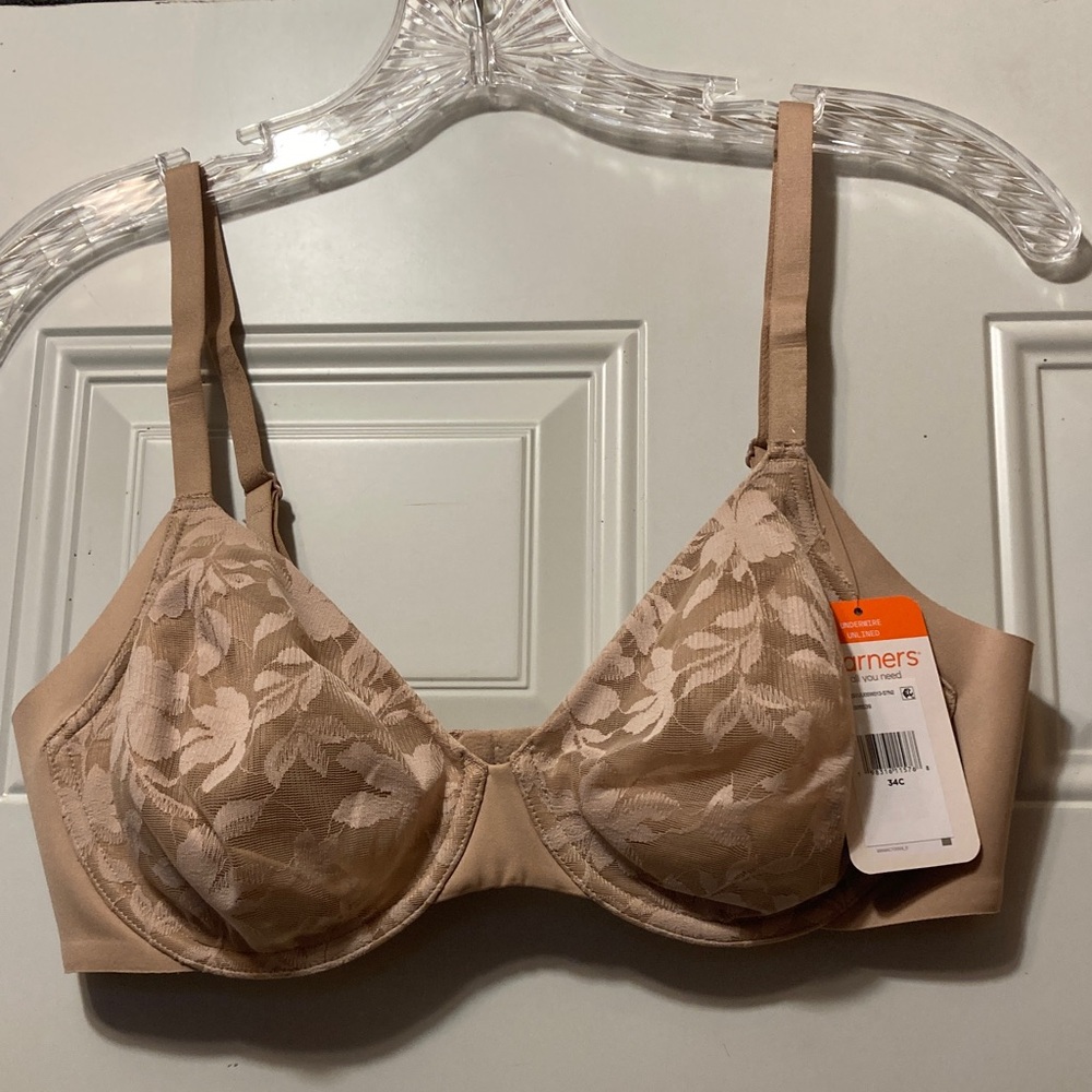 Warner's‎ Beige Lace Underwire Bra 34C NWT